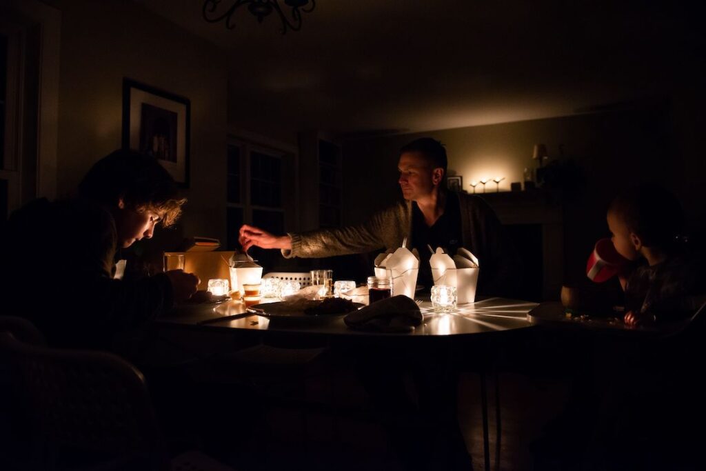 family during power outage